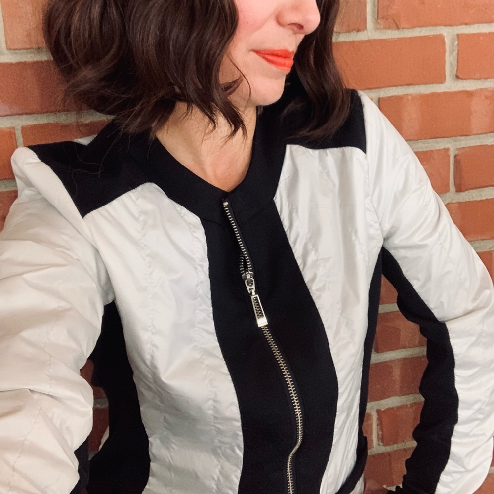i Jeans By Buffalo Black & White Slick Jacket